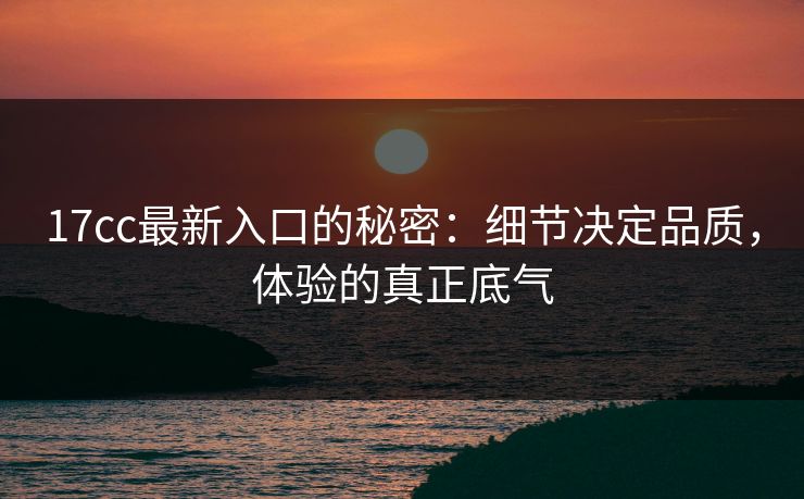 17cc最新入口的秘密：细节决定品质，体验的真正底气