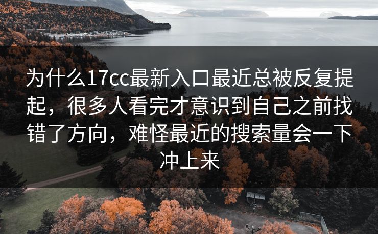 为什么17cc最新入口最近总被反复提起，很多人看完才意识到自己之前找错了方向，难怪最近的搜索量会一下冲上来