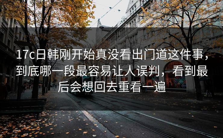 17c日韩刚开始真没看出门道这件事，到底哪一段最容易让人误判，看到最后会想回去重看一遍