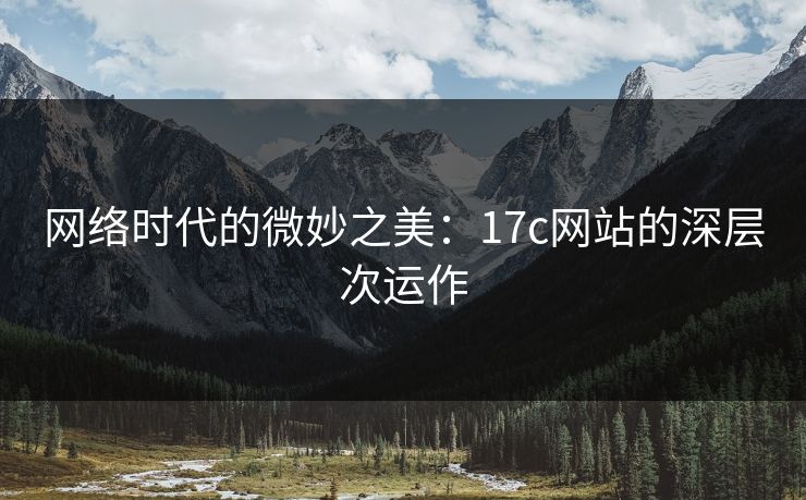 网络时代的微妙之美：17c网站的深层次运作