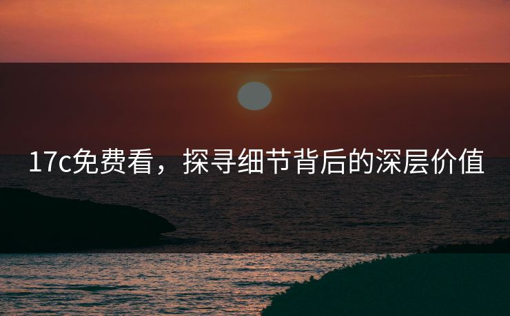 17c免费看，探寻细节背后的深层价值