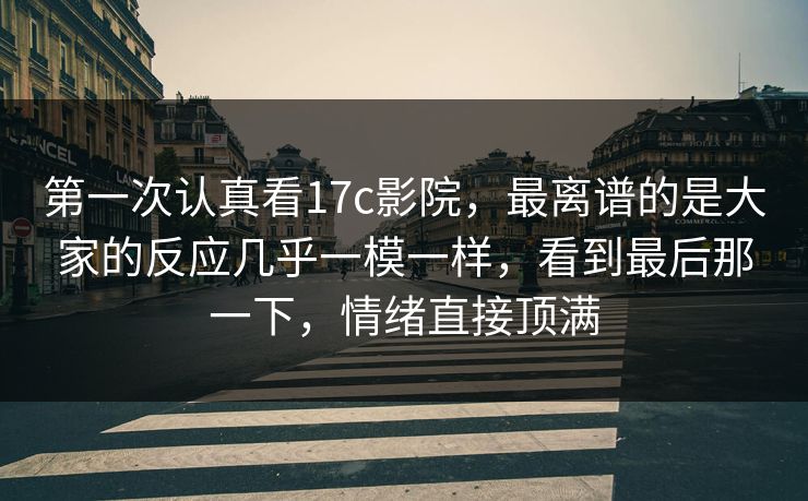 第一次认真看17c影院，最离谱的是大家的反应几乎一模一样，看到最后那一下，情绪直接顶满
