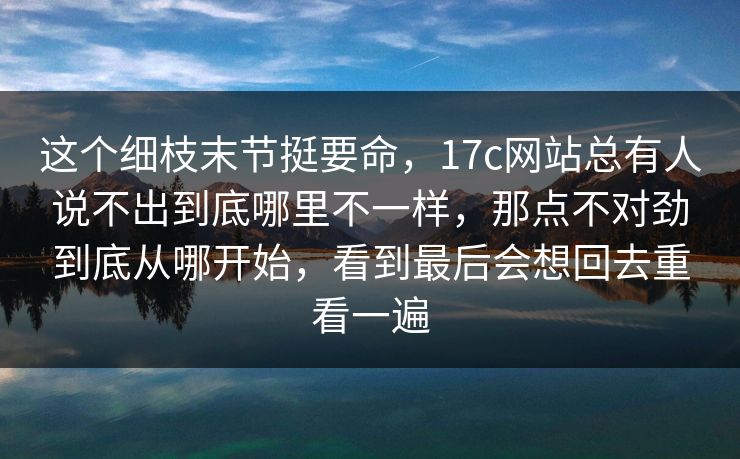 这个细枝末节挺要命，17c网站总有人说不出到底哪里不一样，那点不对劲到底从哪开始，看到最后会想回去重看一遍