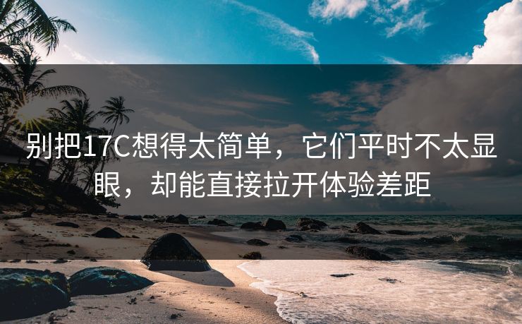 别把17C想得太简单，它们平时不太显眼，却能直接拉开体验差距