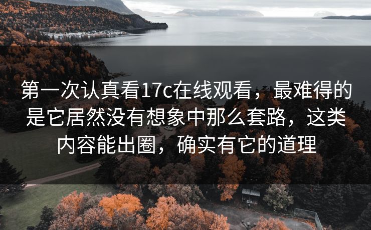 第一次认真看17c在线观看，最难得的是它居然没有想象中那么套路，这类内容能出圈，确实有它的道理